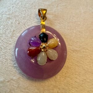 Multicolor Jade Flower Pendant